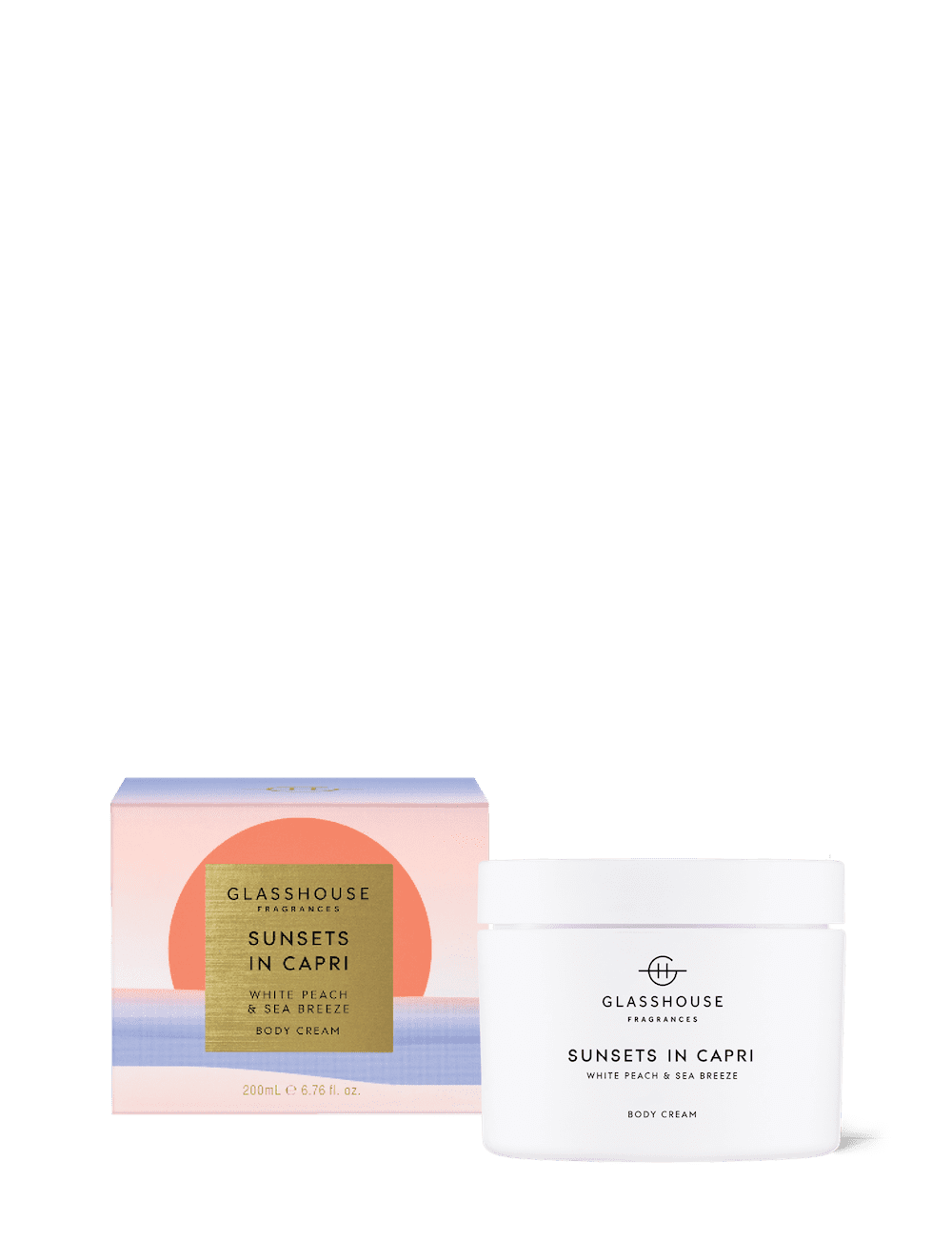 Glasshouse Sunsets in Capri - 200g Body Cream White Peach & Sea Breeze promotional product