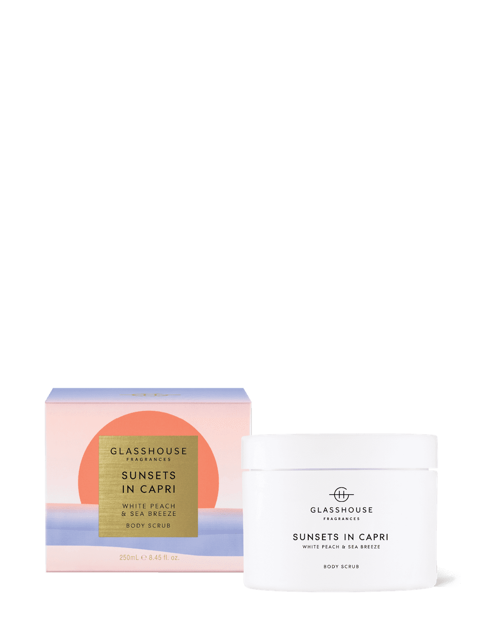 Glasshouse Sunsets in Capri - 250g Body Scrub White Peach & Sea Breeze promotional product