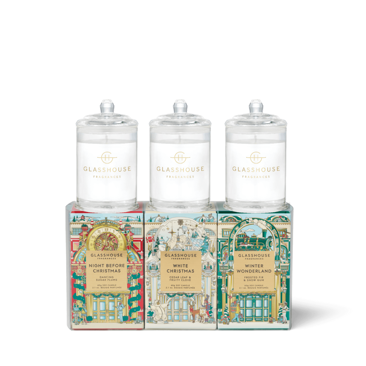 Glasshouse 3x60g Candle Trio - Winter Wonderland, Night Before Christmas, White Christmas promotional product