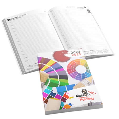 HC A4 157 leaf Diary PUR 1c Laminated paper cover with end pap