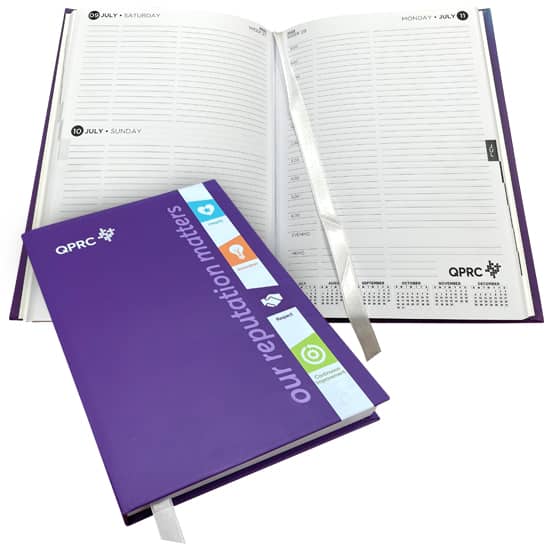 A5 Laminated Paper Hard Cover Diary (PUR Bound - Day to Page) - HC A5 157 LEAF DIARY PUR 1C LAM Image