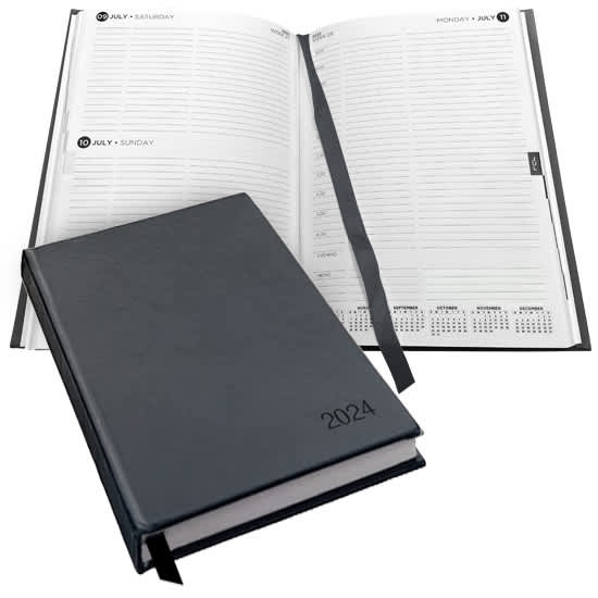 A5 PU Hard Cover Diary (PUR Bound - Day to Page)