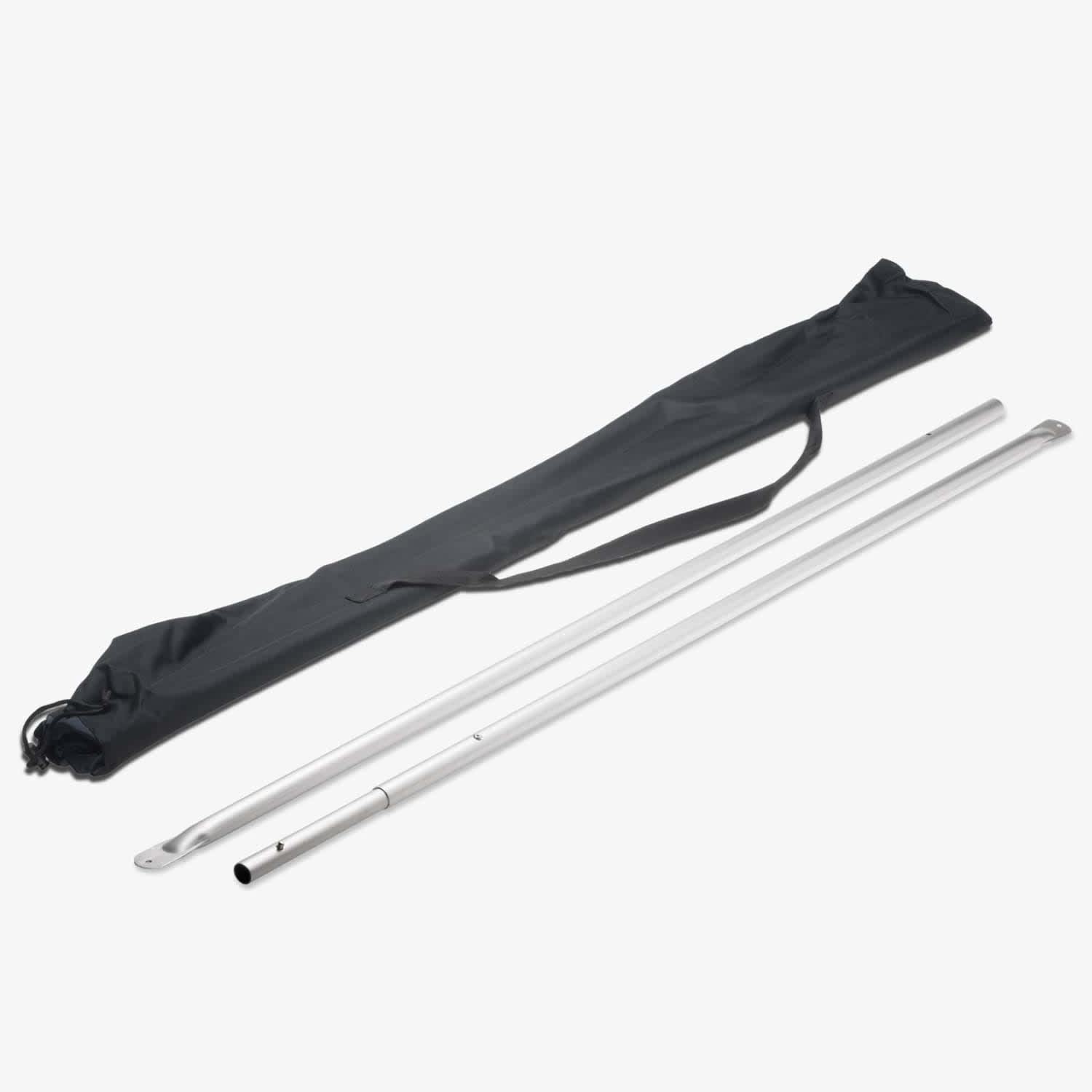 A black carry bag with two silver poles for the 3m Half Wall Kit, designed for exhibitions and events.