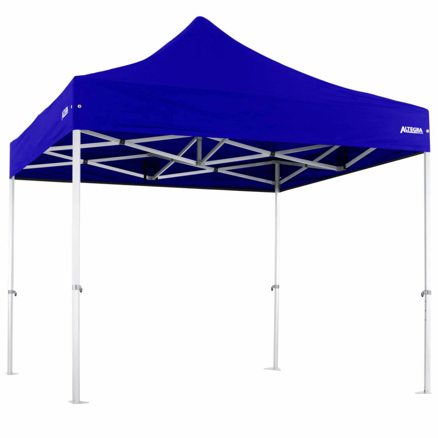A blue 3x3m heavy duty aluminium marquee with a white frame and a branded logo.