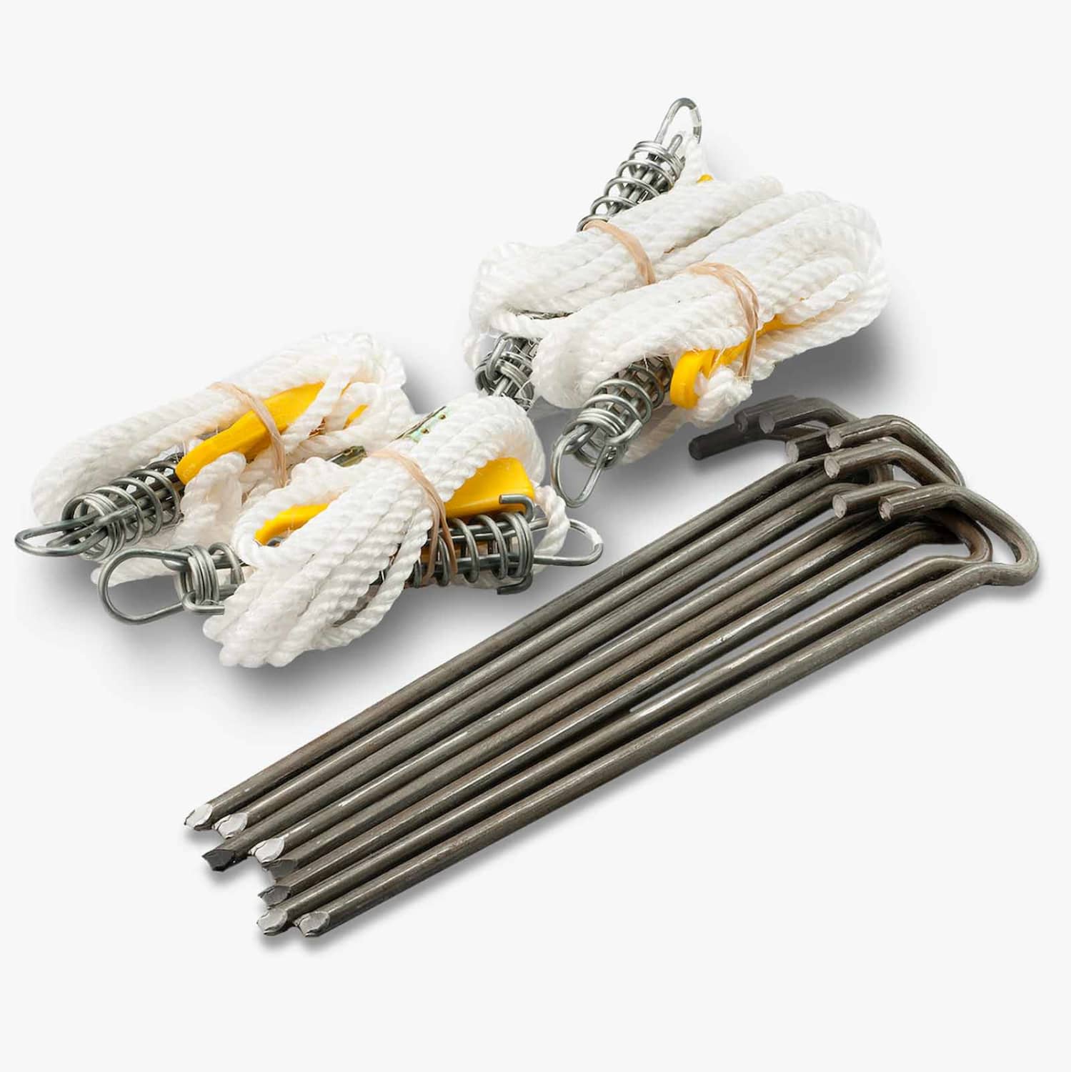 Heavy Duty Pegs and Spring-Loaded Guy Ropes