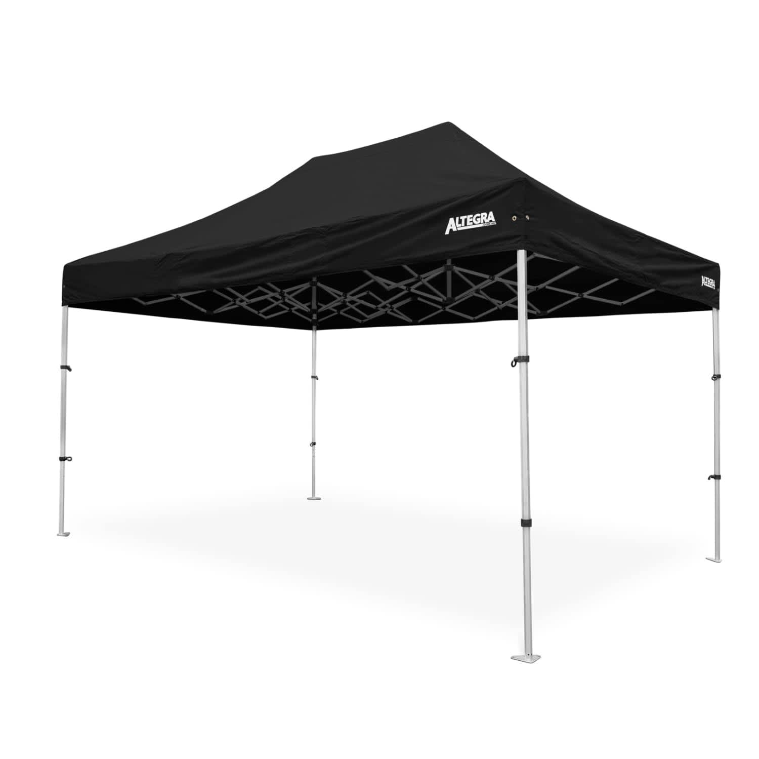 A black 3x4.5m Pro Lite "Compact" lightweight aluminium gazebo with a silver frame and a visible logo.