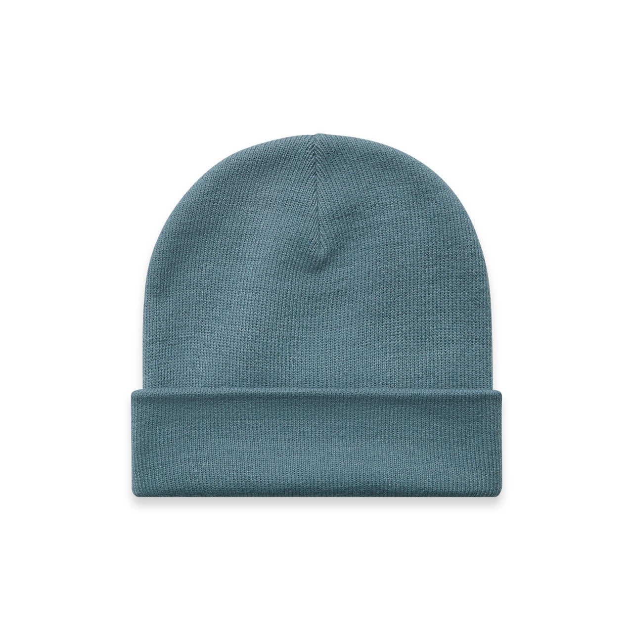 Cuff Beanie AS-1107 A cuff beanie in a soft blue colour, featuring a folded hem and a smooth knit texture.
