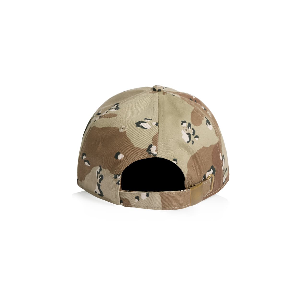 Access Camo Cap AS-1130C A camouflage cap featuring a varied tan and green pattern, with a logo on the back and an adjustable strap.