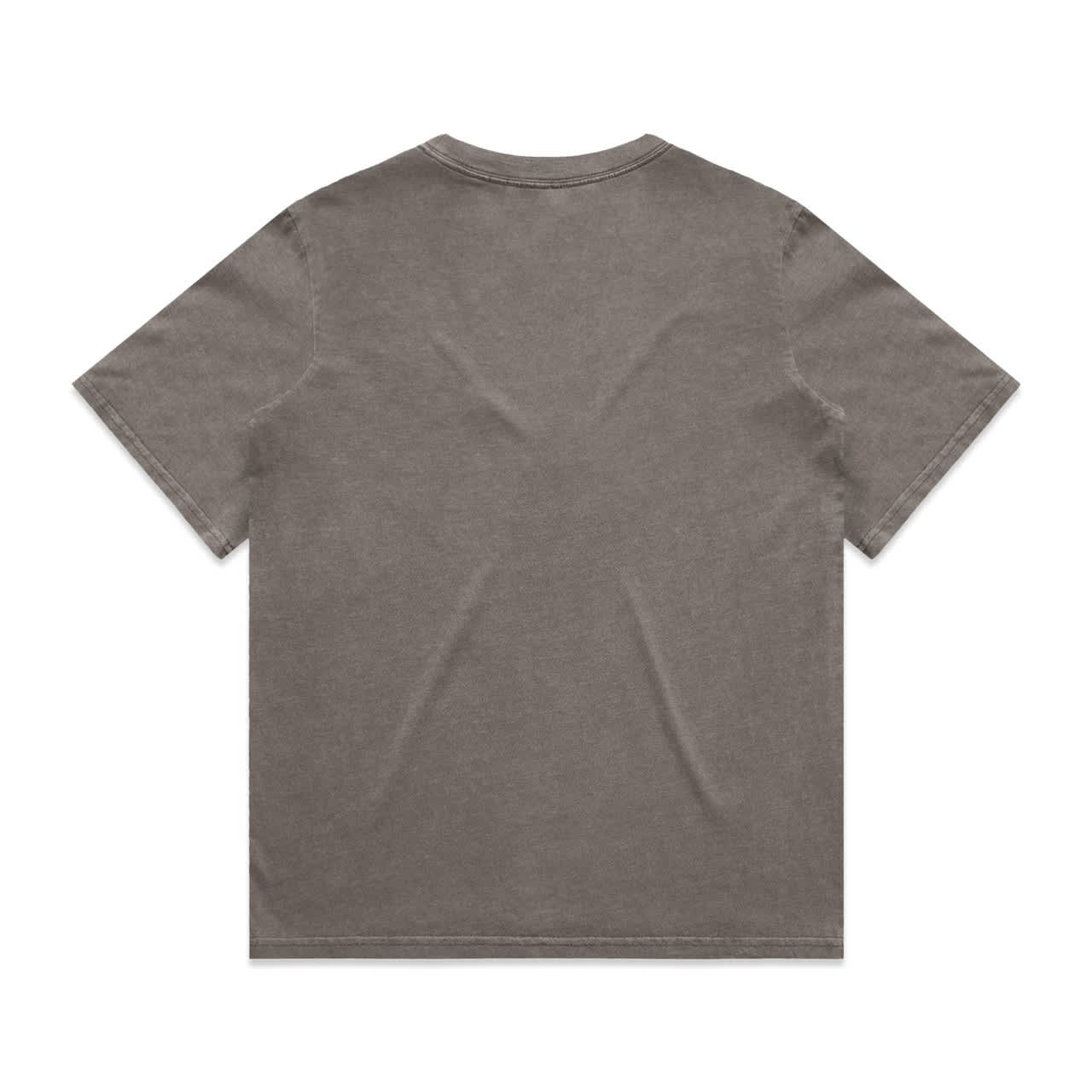 A faded grey T-shirt with a relaxed fit and short sleeves. The back is simple with no designs or logos.