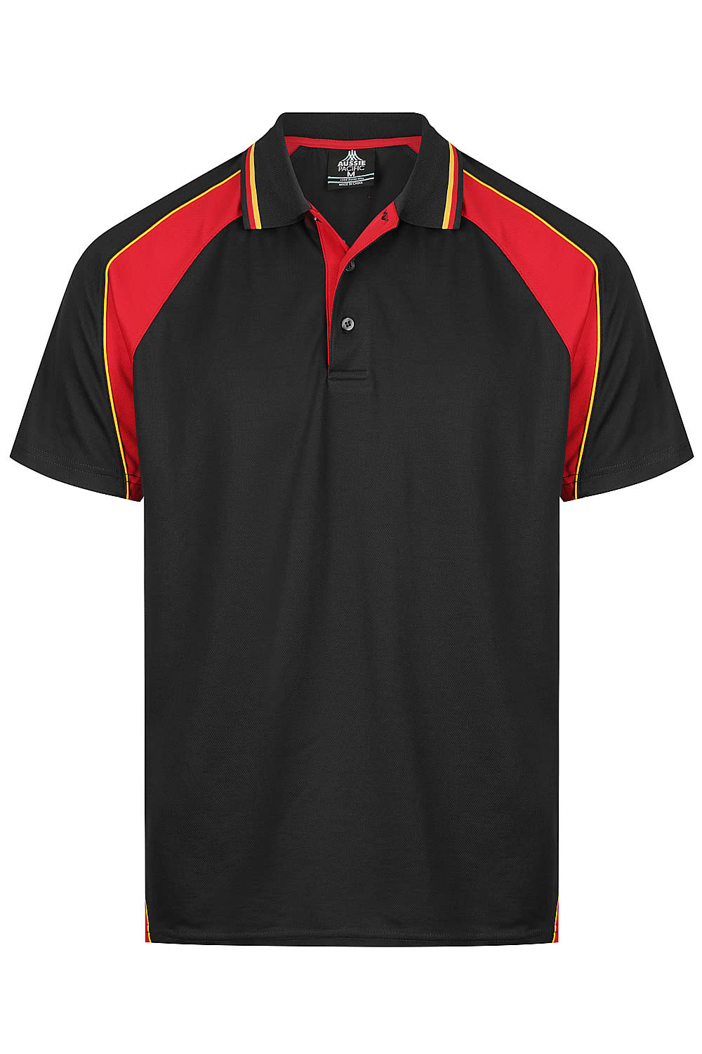 PANORAMA MENS POLOS - N1309 Image BLACK/RED/GOLD