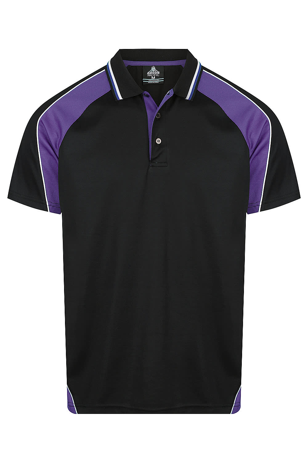 PANORAMA MENS POLOS - N1309 Image BLACK/ELECTRIC PURPLE/WHITE