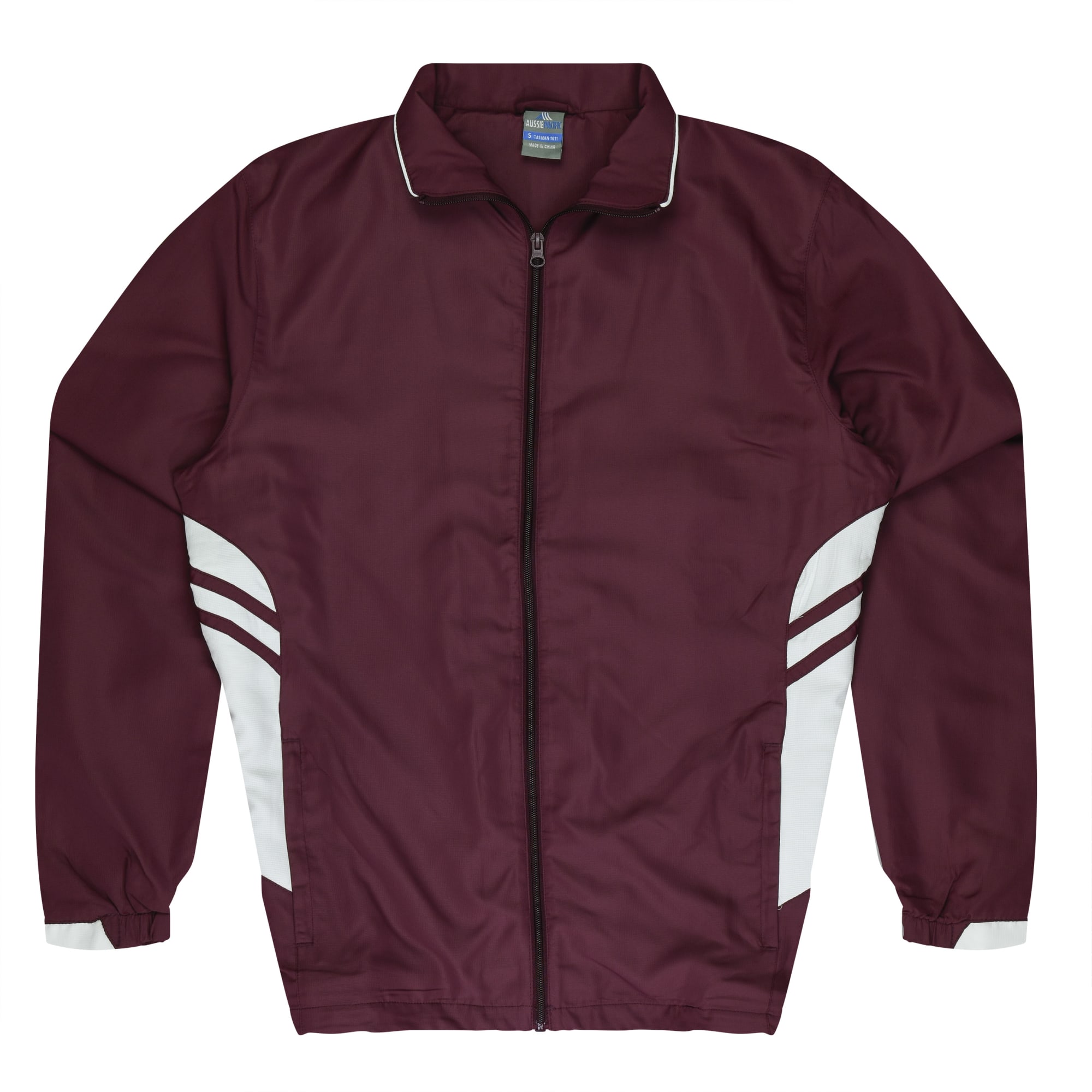 TASMAN MENS TRACKTOPS RUNOUT - N1611 Image MAROON/WHITE