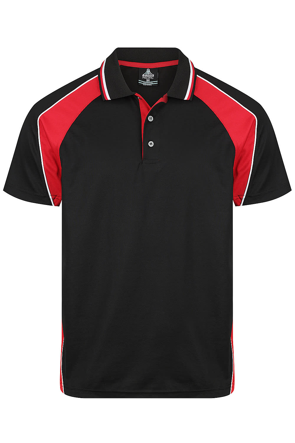 PANORAMA MENS POLOS - N1309 Image BLACK/RED/WHITE
