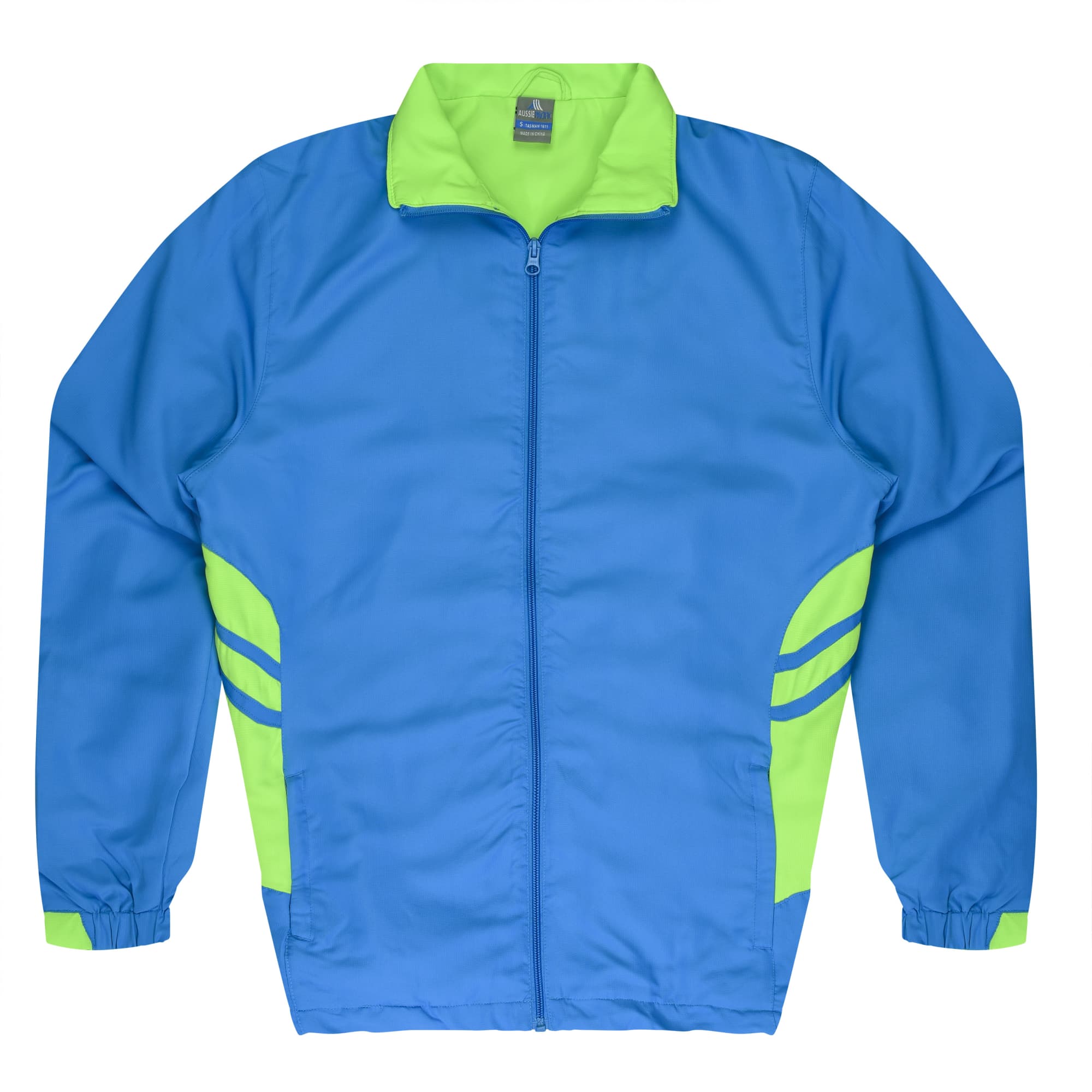 TASMAN MENS TRACKTOPS RUNOUT - N1611 Image CYAN/NEON GREEN