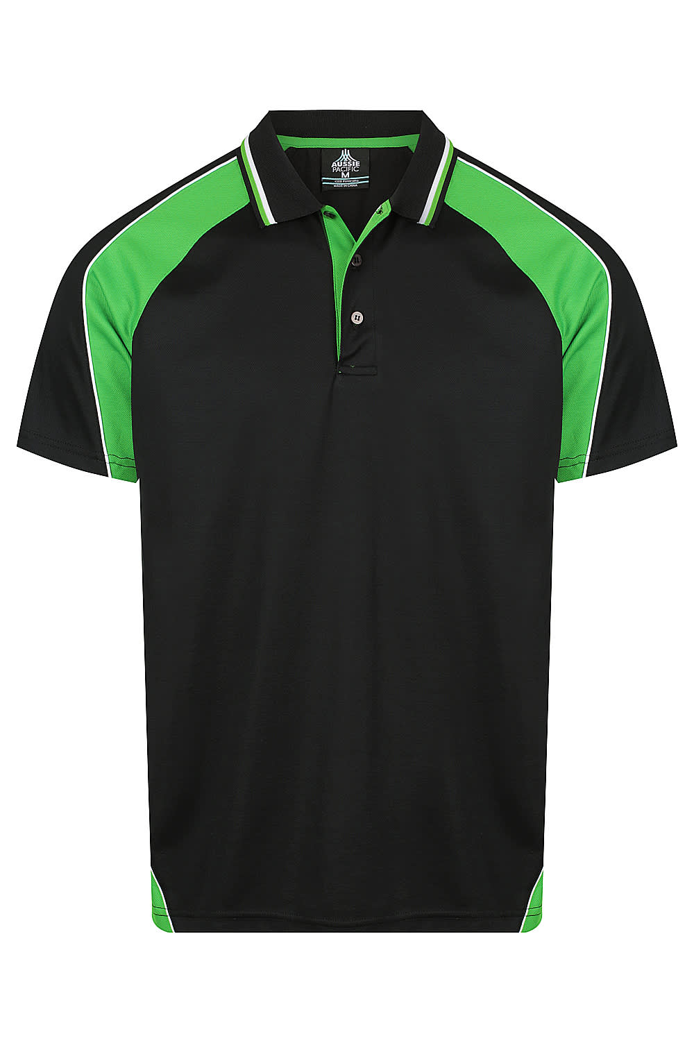 PANORAMA MENS POLOS - N1309 Image BLACK/KAWA GREEN/WHITE