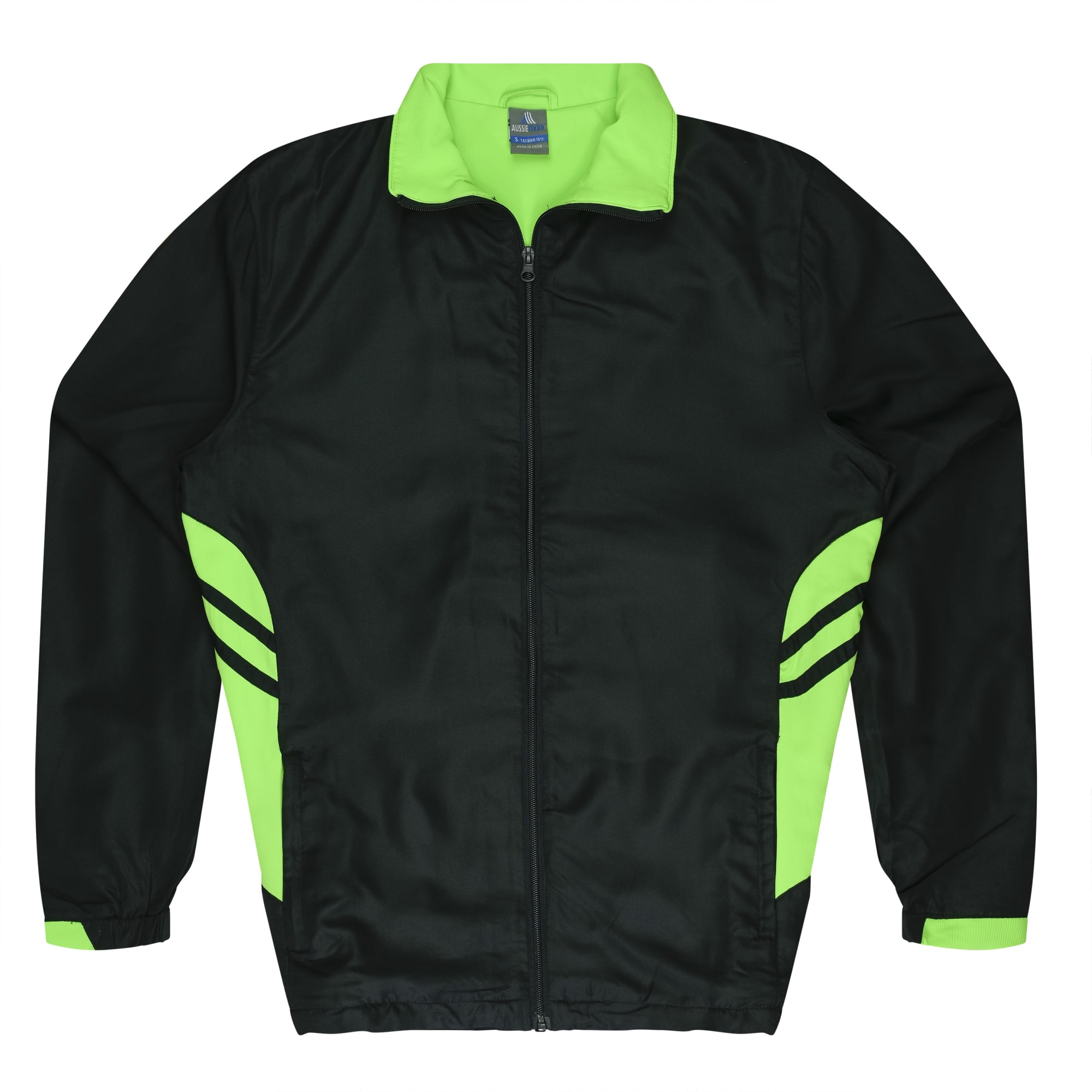 TASMAN MENS TRACKTOPS RUNOUT - N1611 Image BLACK/NEON GREEN