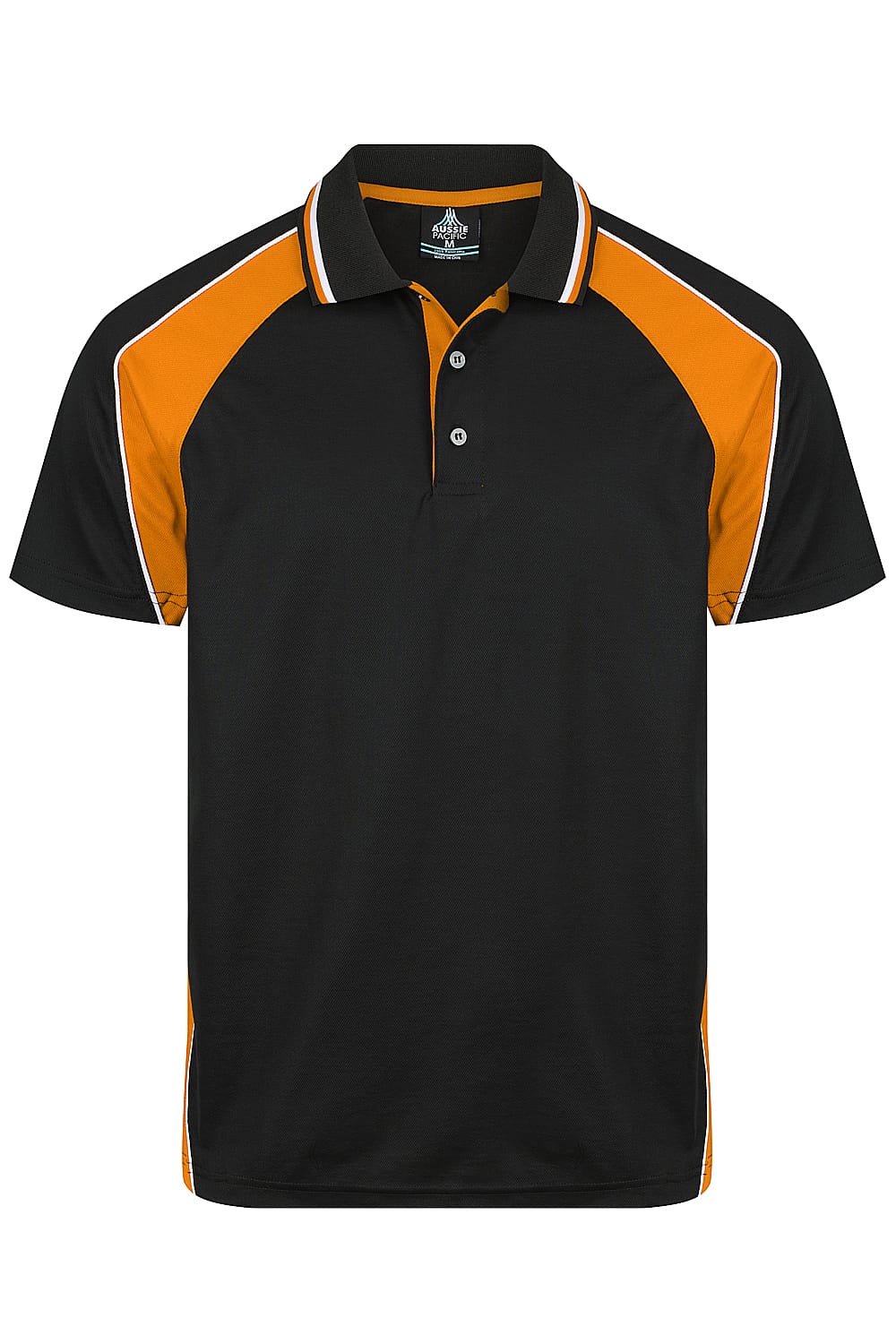 PANORAMA MENS POLOS - N1309 Image BLACK/ELECTRIC ORANGE/WHITE