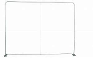 A silver tension fabric display frame with a straight design, measuring 2950mm x 2210mm.