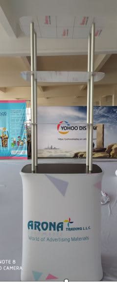 Stretch Fabric Promotion Table with Shelves