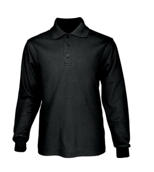 Plain Colour Poly Face Cotton Backing L/S Polo