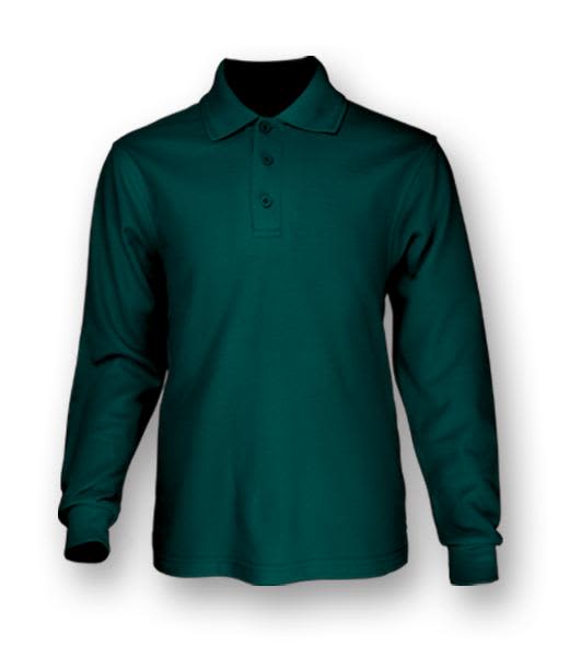 Plain Colour Poly Face Cotton Backing L/S Polo