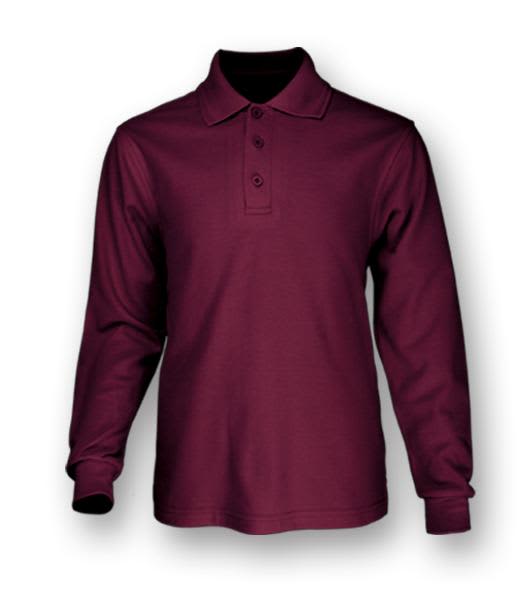 Plain Colour Poly Face Cotton Backing L/S Polo