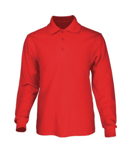 Plain Colour Poly Face Cotton Backing L/S Polo