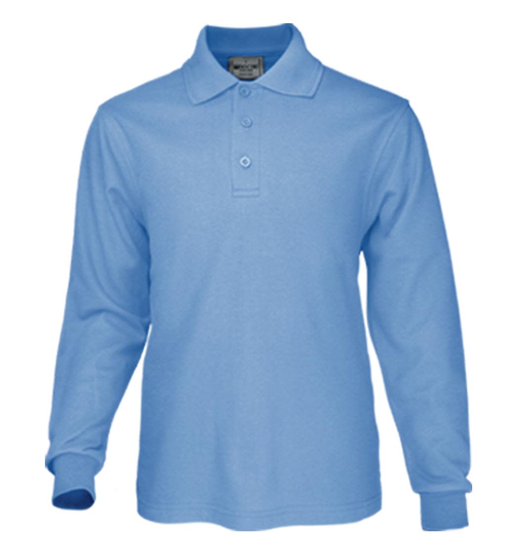 Plain Colour Poly Face Cotton Backing L/S Polo