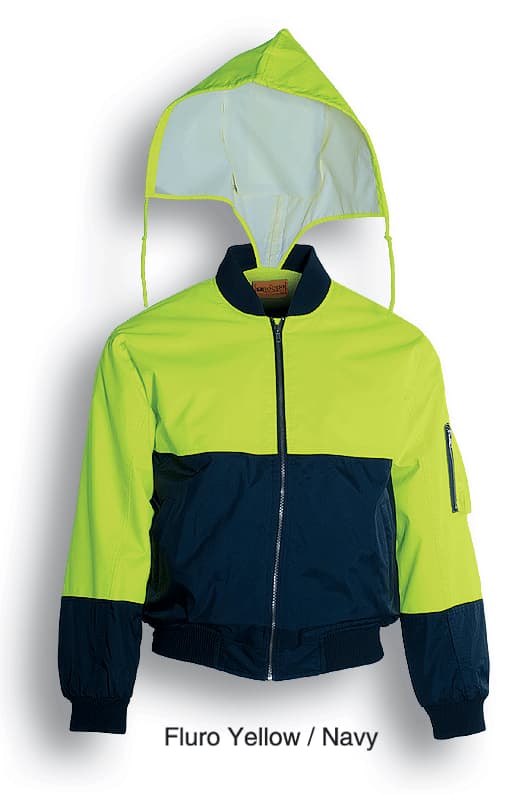 Unisex Adults Hi-Vis Flying Jacket (Lined) - SJ0320 Image YELLOW/NAVY