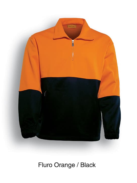 Unisex Adults Hi-Vis 1/2 Zip Fleece - SJ0411 Image ORANGE/BLACK