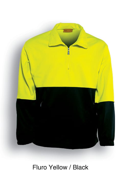 Unisex Adults Hi-Vis 1/2 Zip Fleece - SJ0411 Image YELLOW/BLACK