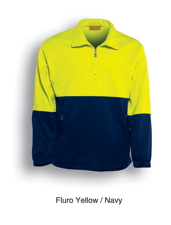 Unisex Adults Hi-Vis 1/2 Zip Fleece - SJ0411 Image YELLOW/NAVY