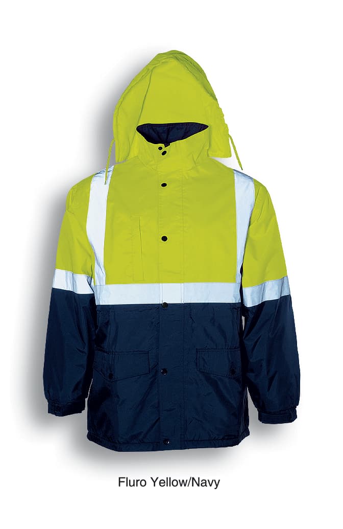 Unisex Adults Hi-Vis Polar Fleece Lined Jacket With Reflective Tape - SJ0430 Image YELLOW/NAVY