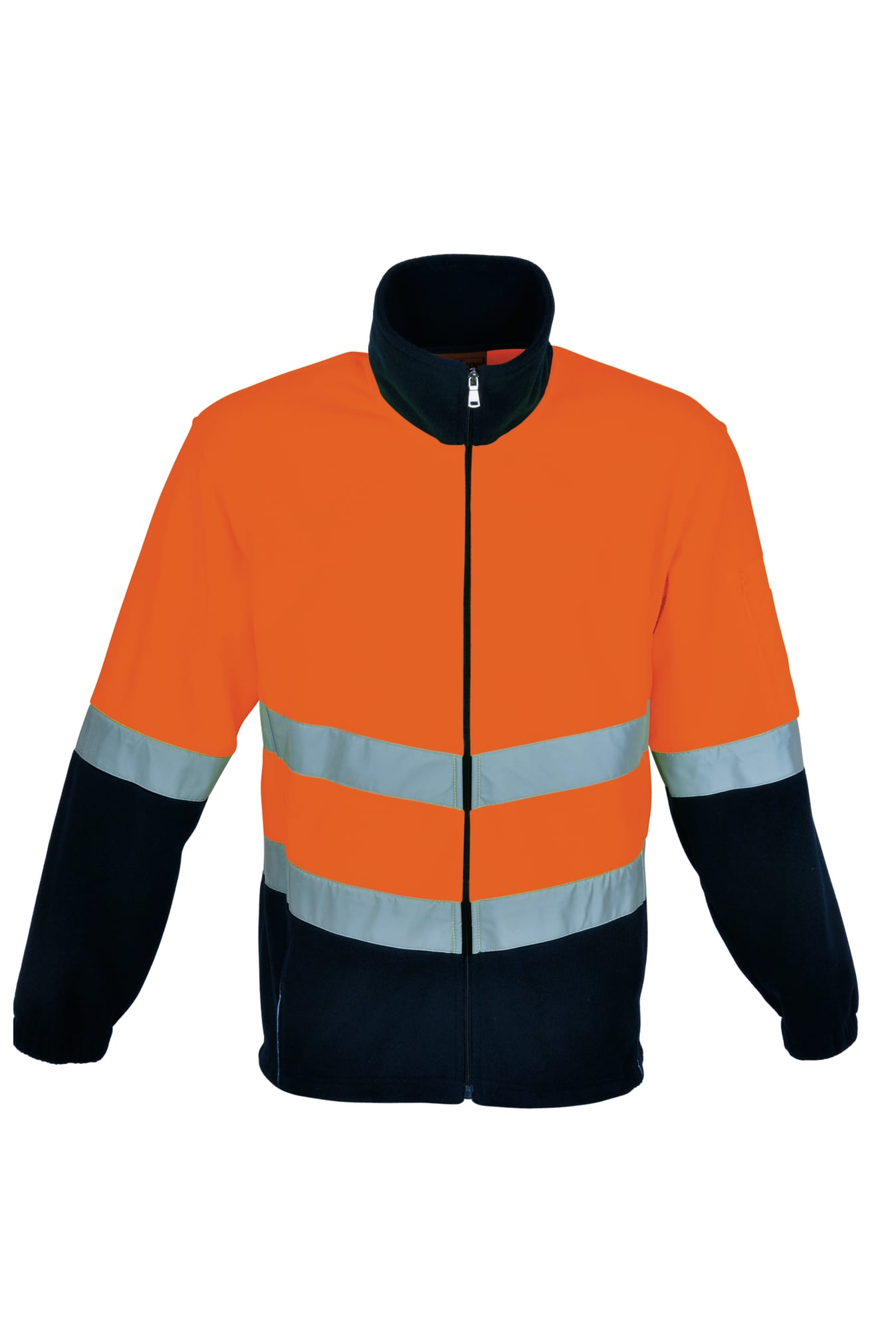 Unisex Adults Hi-Vis Full Zip Polar Fleece With reflective tape - SJ1239 Image ORANGE/NAVY