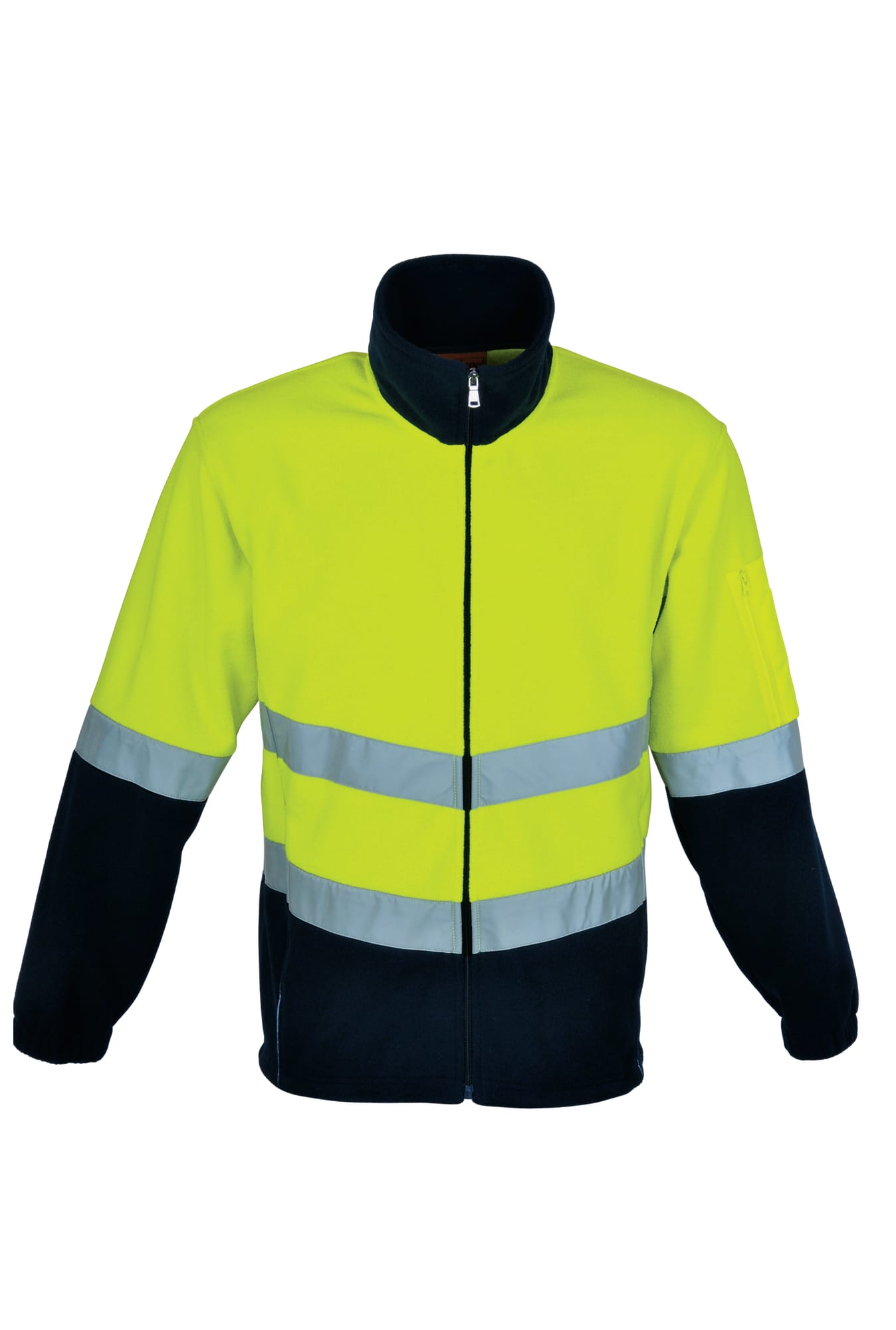 Unisex Adults Hi-Vis Full Zip Polar Fleece With reflective tape - SJ1239 Image YELLOW/NAVY