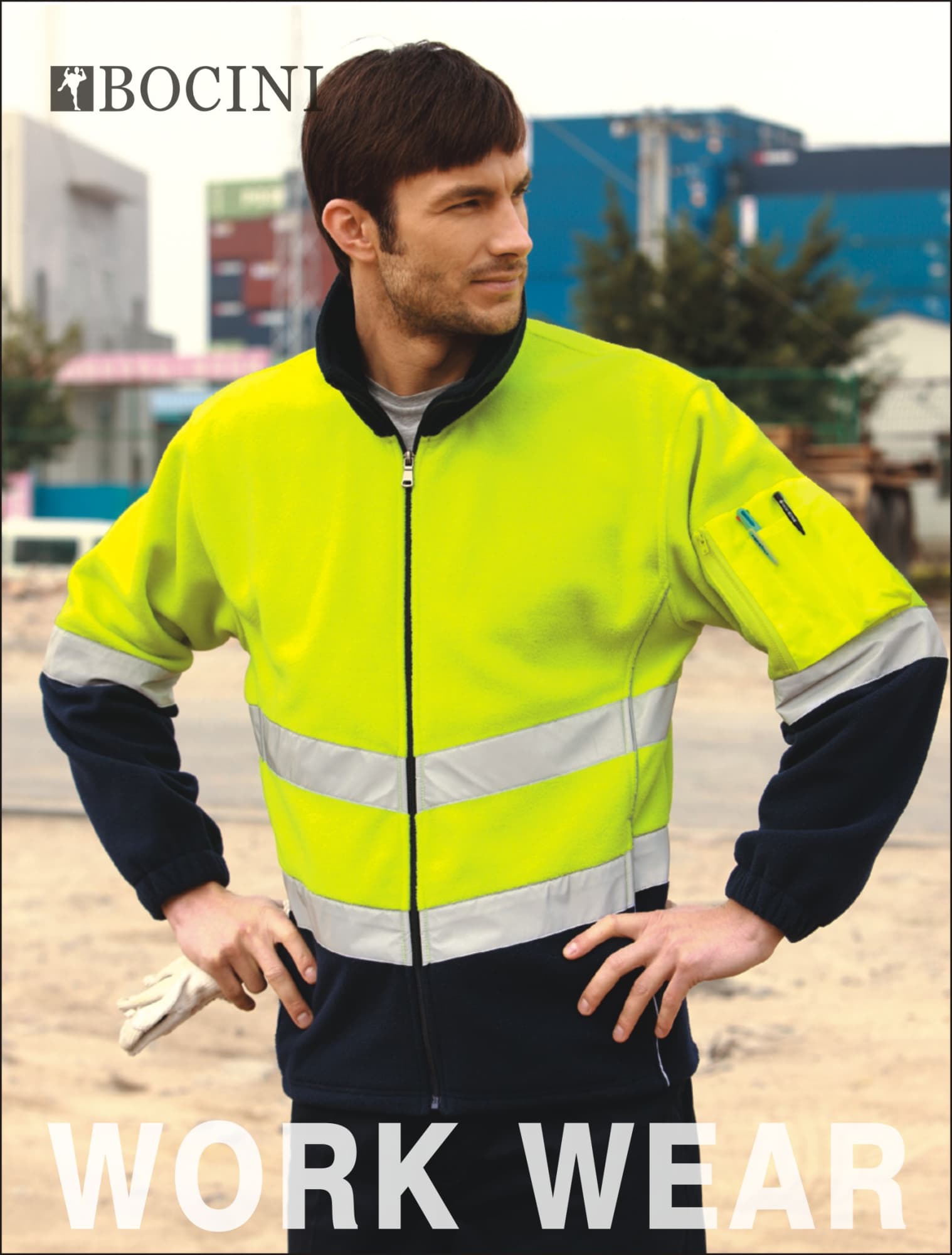 Unisex Adults Hi-Vis Full Zip Polar Fleece With reflective tape