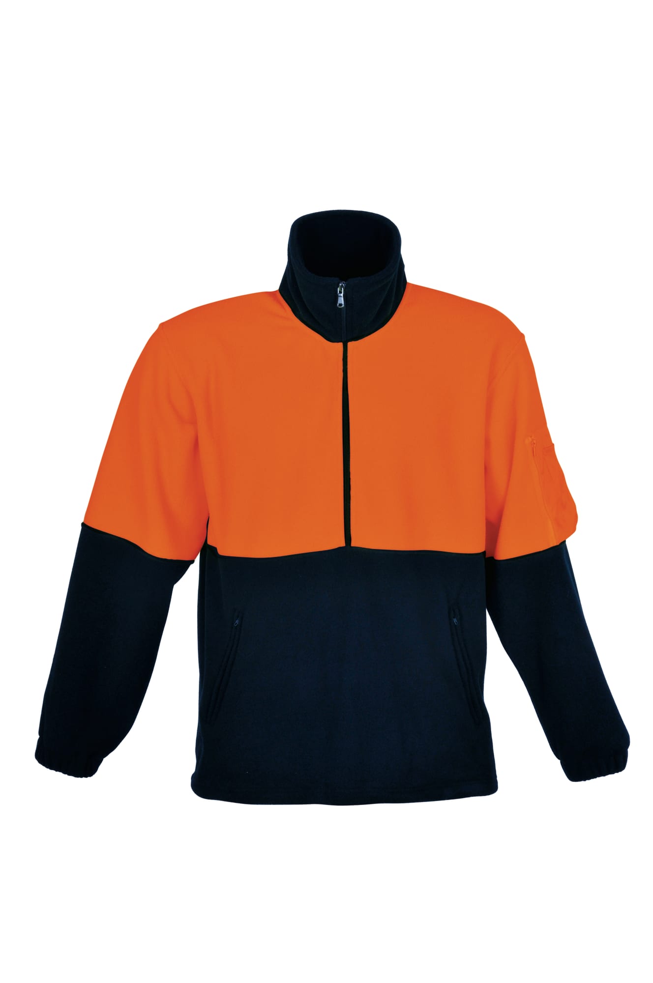 Unisex Adults Hi-Vis 1/2 Zip Polar Fleece - SJ1240 Image ORANGE/NAVY