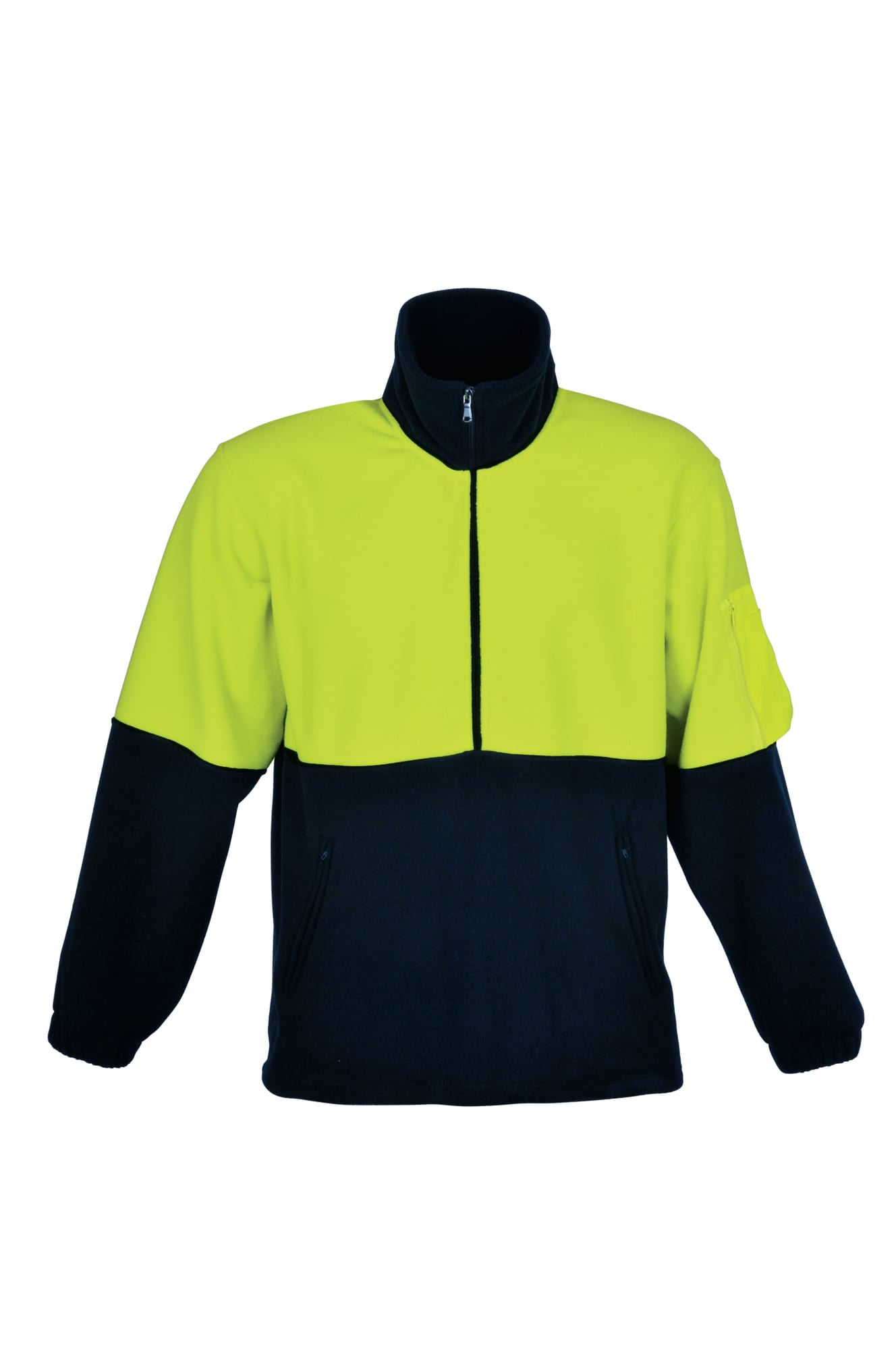 Unisex Adults Hi-Vis 1/2 Zip Polar Fleece - SJ1240 Image YELLOW/NAVY