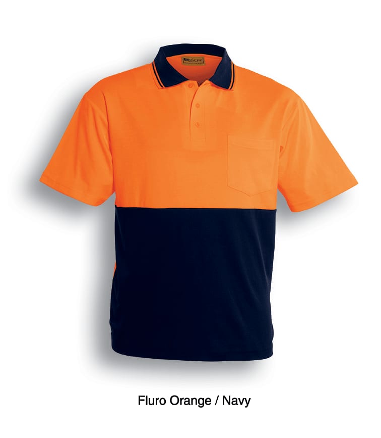 Unisex Adults Hi-Vis Polyface / Cotton Back Polo - S/S