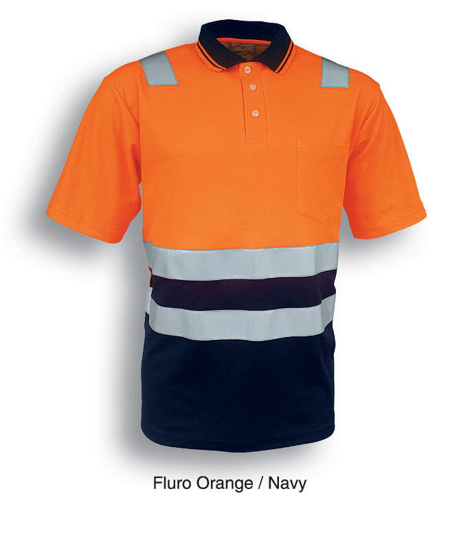 Unisex Adults Hi-Vis Polyface / Cotton Back Polo With Reflective Tape