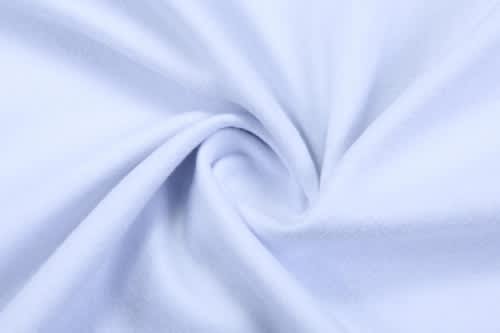 A swirl of light blue fabric, showcasing a smooth texture suitable for sports uniforms. It features a subtle branding logo.