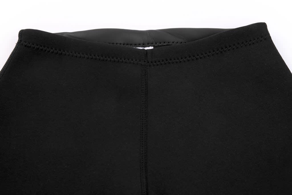 Neoprene triathlon shorts in black, featuring a smooth waistband and stitching details, with a logo on the back.