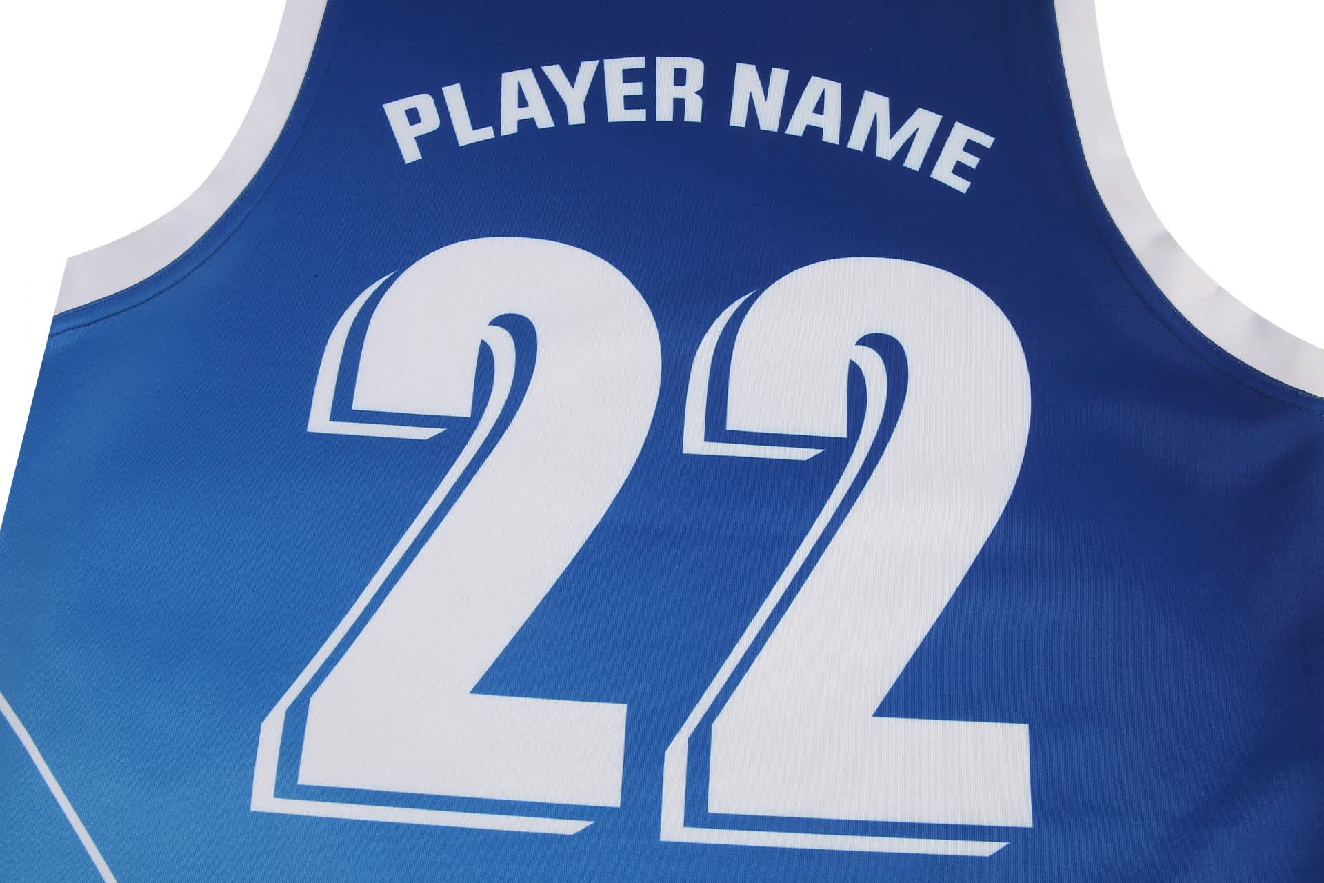 A blue and white AFL singlet featuring a large number 22 and a logo.