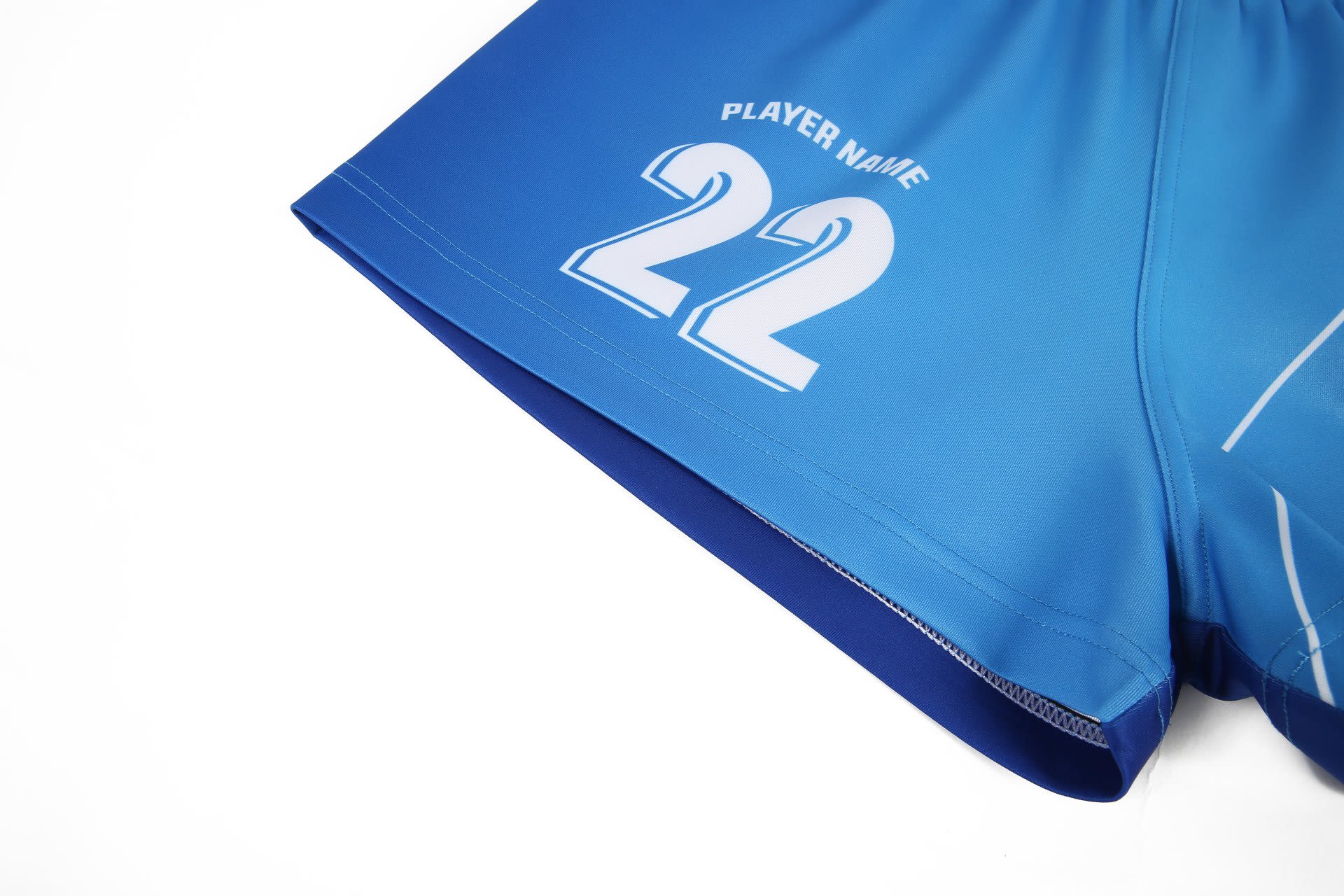 AFL uniform man shorts in blue, featuring a player number on the side and a logo.