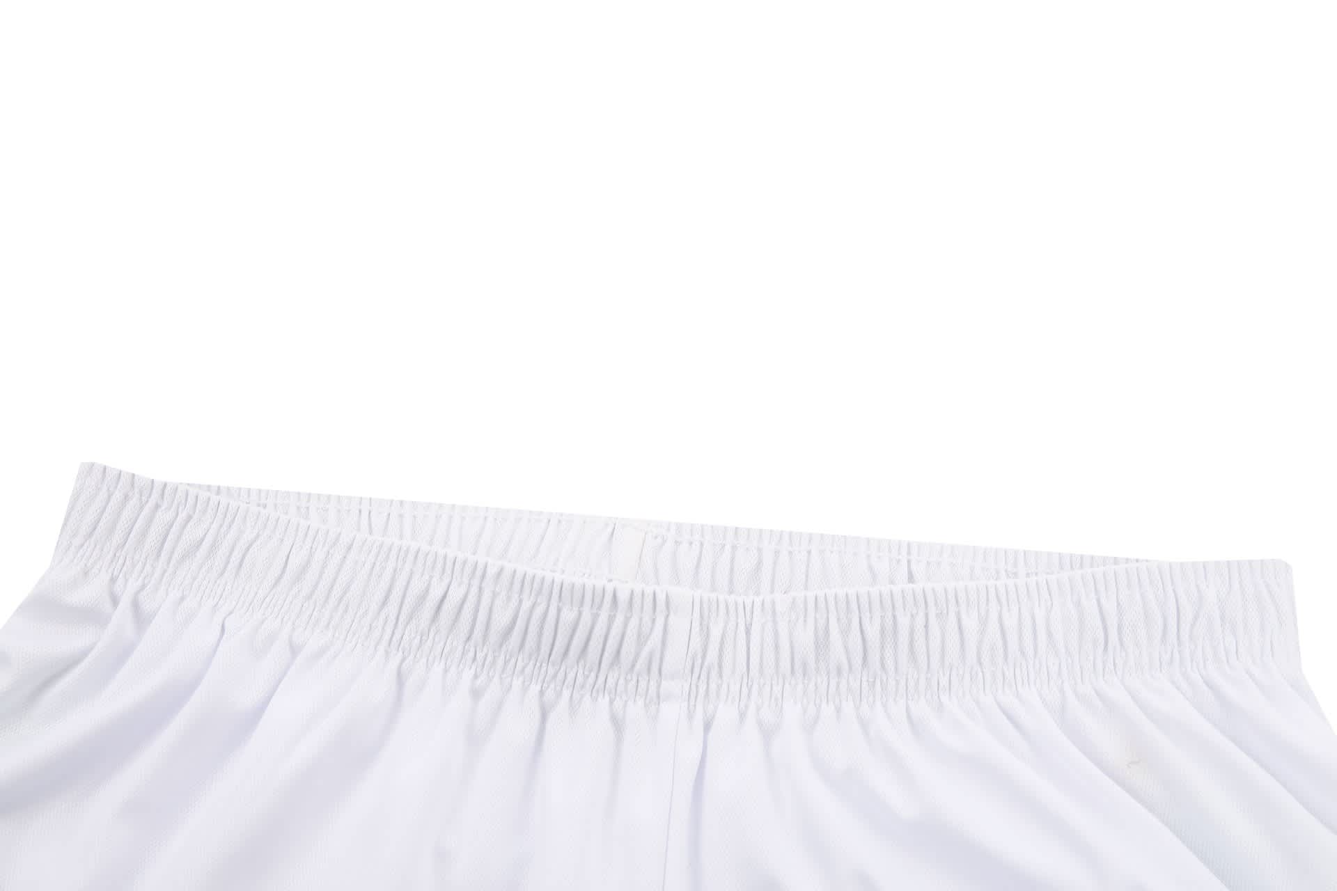 A white tennis team uniform shorts with an elastic waist. The fabric appears lightweight and breathable.
