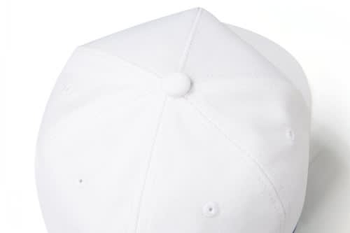 A white sublimated sport cap featuring a button at the top and ventilation holes.