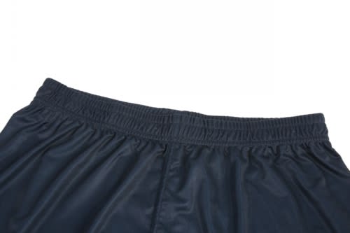 A navy volleyball uniform featuring an elastic waistband, designed for sports performance. Includes a logo.