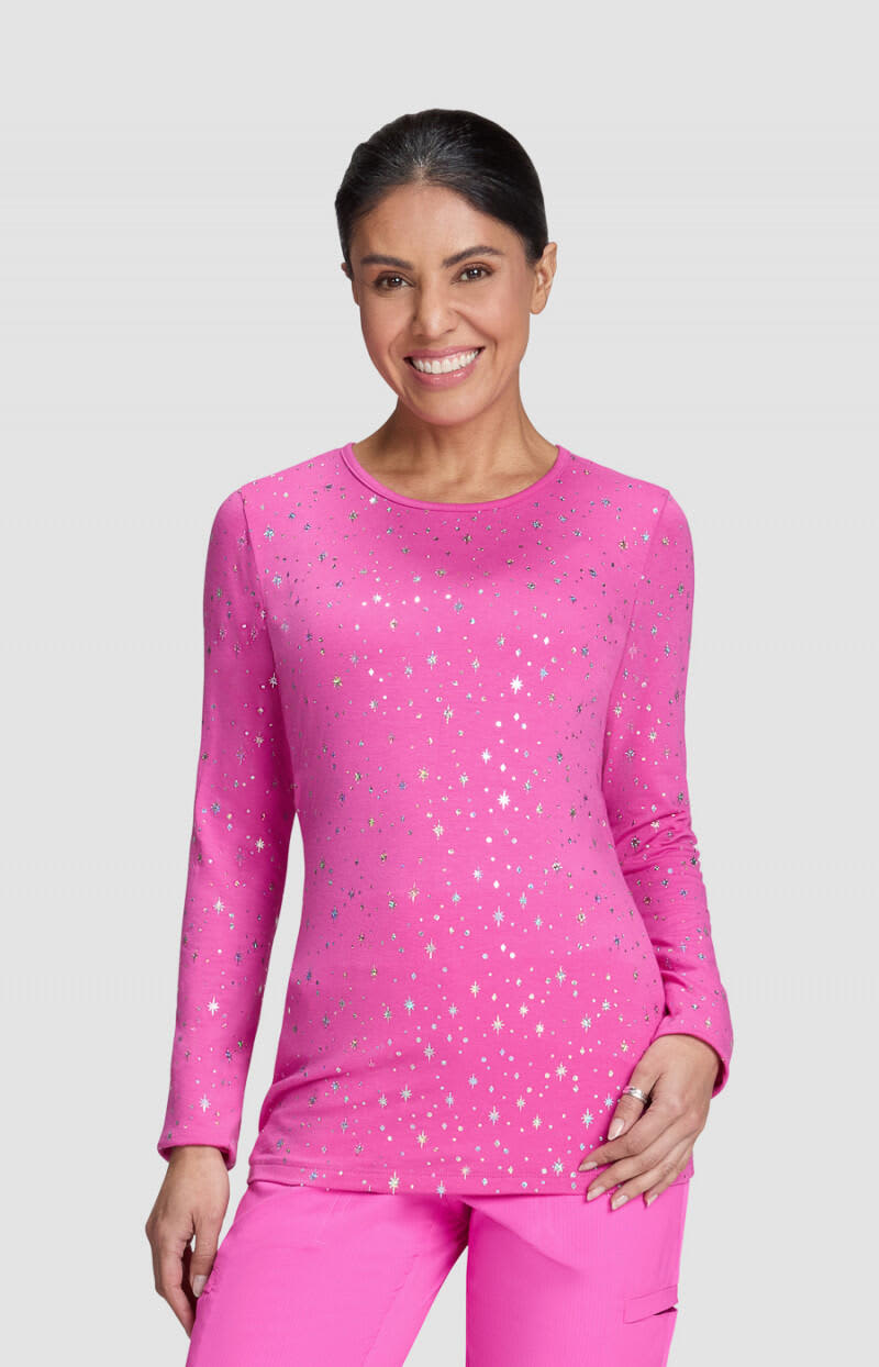 Hibiscus Pink Iridescent Twinkle Pattern