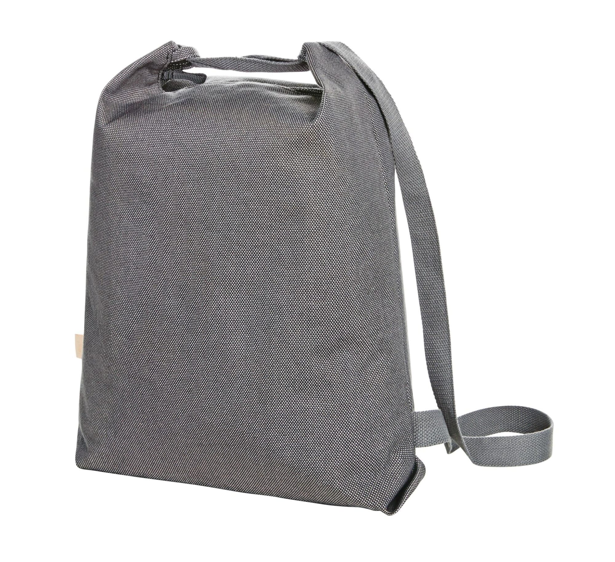 A grey multi bag with a simple design, featuring a shoulder strap and a small brand logo.