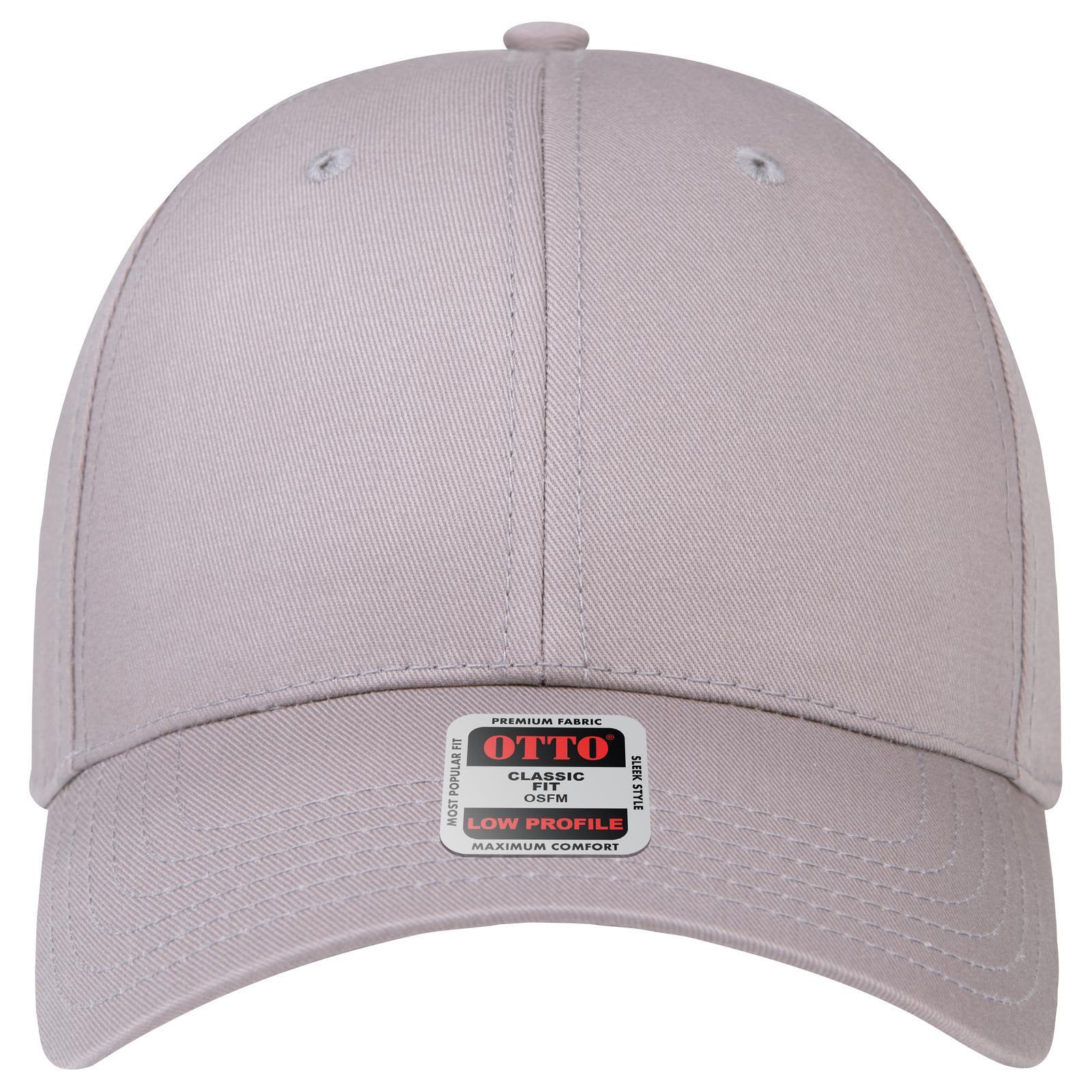 6 Panel Low Profile Baseball Cap C3-19-061 A low-profile baseball cap in a soft grey hue, featuring a logo on the front label.